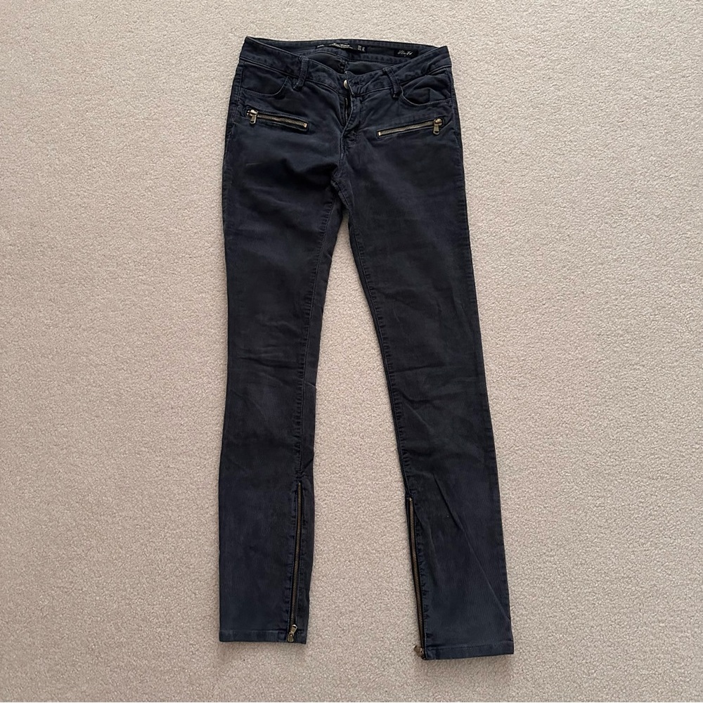 Zara Slim Fit Dark Grey Skinny Jeans with Zipper Details